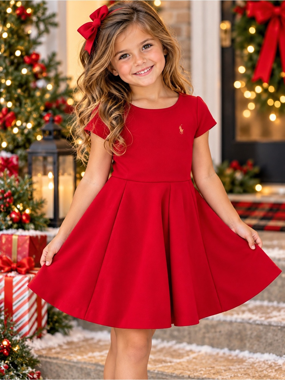 Polo by Ralph Lauren Red Short-Sleeve Fit-and-Flare Girls' Dress